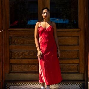 Elegant Red Slip Dress